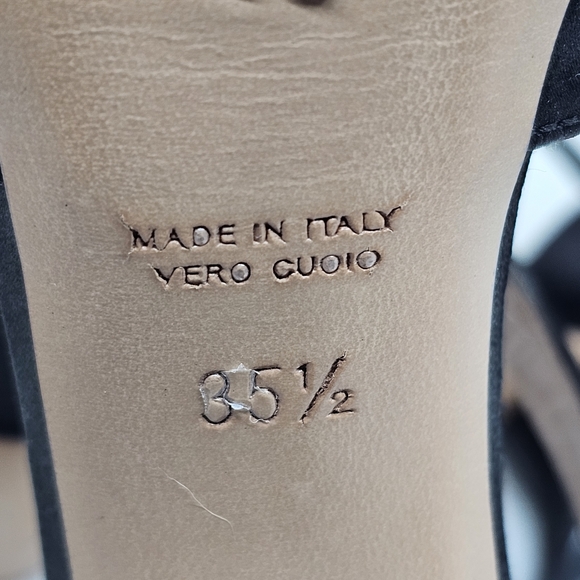 Emporio Armani black evening satin peep toe strappy slip on high heels 5.5 - Picture 11 of 12